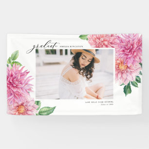 Rosa Wasserfarben-Dahlie Botanische Abschlussfoto Banner