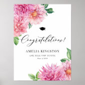 Rosa Wasserfarben-Dahlie Gratulation Abschluss Poster (Vorne)