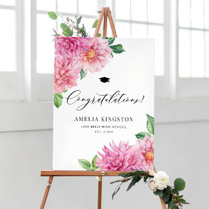 Rosa Wasserfarben-Dahlie Gratulation Abschluss Poster