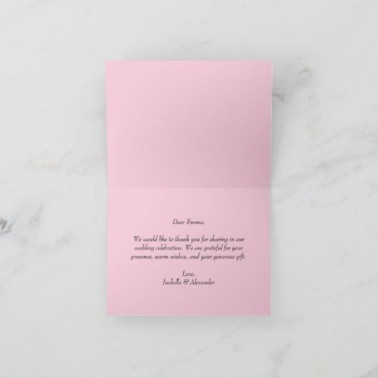 Rosa Wasserfarben Dankeskarte (Innenseite)