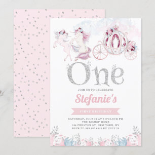 Rosa Wasserfarben Einhorn Märchen Erster Geburtsta Einladung