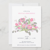 Rosa Wasserfarben Einladung (Vorderseite)