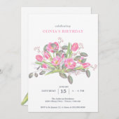 Rosa Wasserfarben Einladung (Vorne/Hinten)