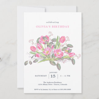 Rosa Wasserfarben Einladung