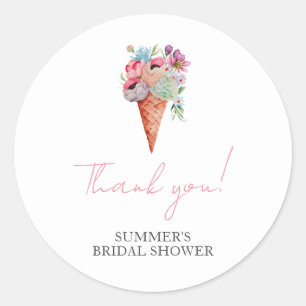 Rosa Wasserfarben-Eiscreme-Braut-Shower Runder Aufkleber