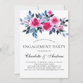 Rosa Wasserfarben Elegante Engagement Party Einladung (Vorderseite)