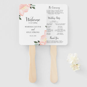 Rosa Wasserfarben Florales Elegantes Hochzeitsprog Fächer