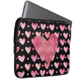 Rosa Wasserfarben Gemusterte Herzschlösser Laptopschutzhülle (Vorne Rechts)