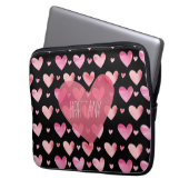 Rosa Wasserfarben Gemusterte Herzschlösser Laptopschutzhülle (Vorderseite Links)
