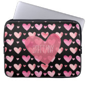 Rosa Wasserfarben Gemusterte Herzschlösser Laptopschutzhülle (Vorderseite)