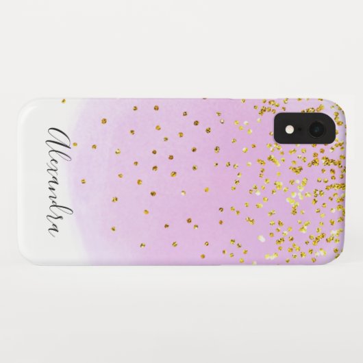 Rosa Wasserfarben Glitzer Confetti Case-Mate iPhone Hülle (Rückseite (Horizontal))