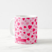 Rosa Wasserfarben-Herzen Valentinsgeschenk Kaffeetasse (Vorderseite Links)