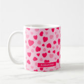 Rosa Wasserfarben-Herzen Valentinsgeschenk Kaffeetasse (Links)