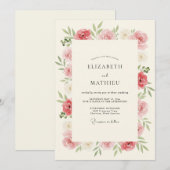 Rosa Wasserfarben-Hochzeit Einladung (Vorne/Hinten)