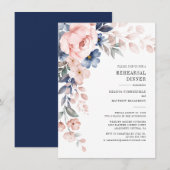 Rosa Wasserfarben-Hochzeitsprobe-Dinner Einladung (Vorne/Hinten)