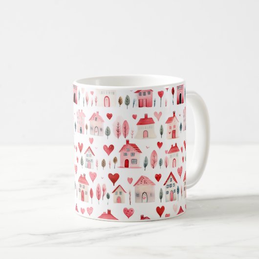 Rosa Wasserfarben Kaffeetasse (VorderseiteRechts)