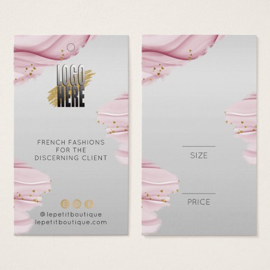 Rosa Wasserfarben Logo Grau Kleidungsmarke Preis (Vorne & Hinten)