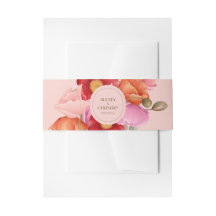 Rosa Wasserfarben-Mohn-Einladung Bauchband