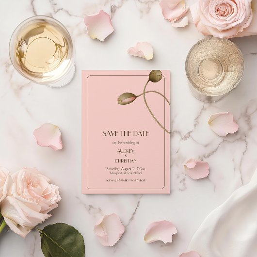 Rosa Wasserfarben-Mohn-Hochzeit Save The Date