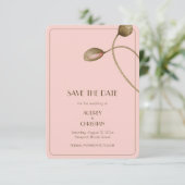 Rosa Wasserfarben-Mohn-Hochzeit Save The Date (Stehend Vorderseite)