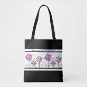 Rosa Wasserfarben-Monogramm mit Blumenmuster Tasche (Vorderseite)