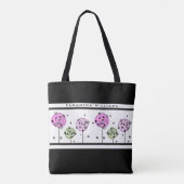 Rosa Wasserfarben-Monogramm mit Blumenmuster Tasche (Rückseite)