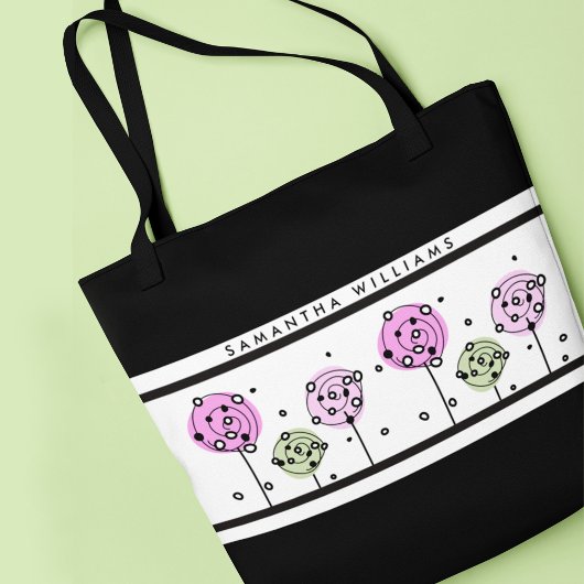 Rosa Wasserfarben-Monogramm mit Blumenmuster Tasche