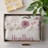 Rosa Wasserfarben-Monogramm-Name mit Wildblumen Seidenpapier (Geschenk)