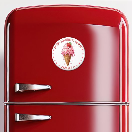 Rosa Wasserfarben Nationaler Strawberger Eistag Magnet