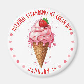 Rosa Wasserfarben Nationaler Strawberger Eistag Magnet (Vorne)