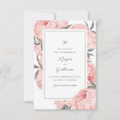 Rosa Wasserfarben-Pfingstrosen-Hochzeit Save The Date (Vorderseite)