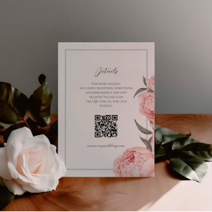 Rosa Wasserfarben-Pfingstrosen-Hochzeitseinlagekar Begleitkarte