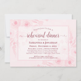 Rosa Wasserfarben-Pfingstrosen Hochzeitsprobe-Dinn Einladung