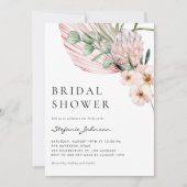 Rosa Wasserfarben Protea Tropisches Brautparty Einladung (Vorderseite)