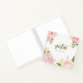 Rosa Wasserfarben Rose & Peonings Personalisiert Notizblock (Innenseite)