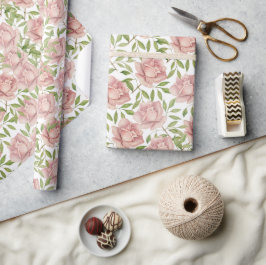 Rosa Wasserfarben Rosen in Lila Geschenkpapier