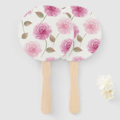 Rosa Wasserfarben-Rosen-Set aus Fächern Fächer (Vorne und Hinten)