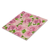 Rosa Wasserfarben-Rosenmuster Fliese (Seite)