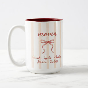Rosa Wasserfarben-Streifen-Bogen Mama & Kinder Nam Zweifarbige Tasse