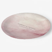 Rosa Wasserfarben-Wasch Elegante Hochzeit Pappteller (Schrägansicht)