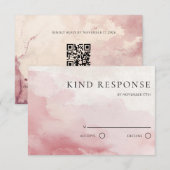 Rosa Wasserfarben-Wasch-QR-Code-Hochzeit  RSVP Karte (Vorne/Hinten)