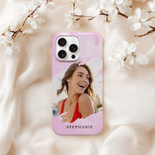Rosa Wasserfarben-Waschpersonalisiere Fotografie m iPhone 16 Pro Max Hülle