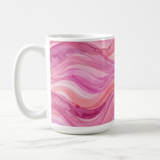 Rosa Wasserfarben-Wellenmuster Kaffeetasse (Links)