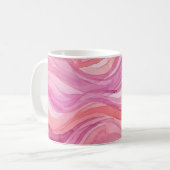 Rosa Wasserfarben-Wellenmuster Kaffeetasse (Vorderseite Links)