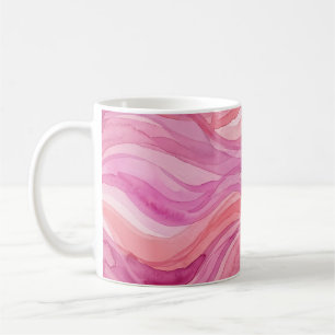 Rosa Wasserfarben-Wellenmuster Kaffeetasse