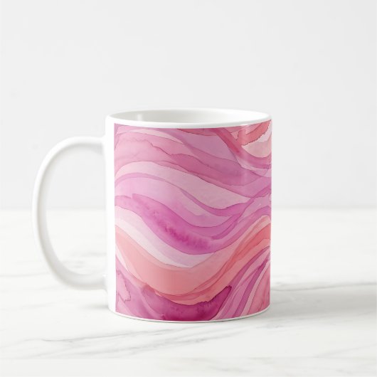 Rosa Wasserfarben-Wellenmuster Kaffeetasse (Links)