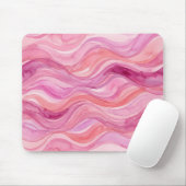 Rosa Wasserfarben-Wellenmuster Mousepad (Mit Mouse)