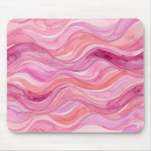 Rosa Wasserfarben-Wellenmuster Mousepad
