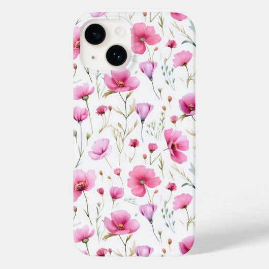 Rosa Wasserfarben-Wildblume Case-Mate iPhone Hülle (Rückseite)