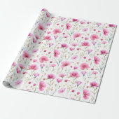 Rosa Wasserfarben-Wildblume Geschenkpapier (Ungerollt)
